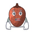 Afraid mascot cartoon of moriche palm fruits