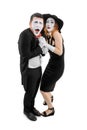 Afraid mimes standing together