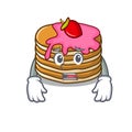 Afraid pancake with strawberry mascot cartoon