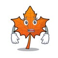 Afraid red maple leaf mascot cartoon