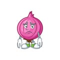 Afraid red onion cartoon character for cuisine