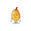 Afraid ripe fragrant pear fruit cartoon character Royalty Free Stock Photo