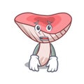 Afraid russule mushroom mascot cartoon