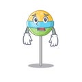 Afraid vector mascot round lollipop with character