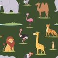 Africa animals outdoor graphic travel seamless pattern background