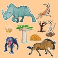 Africa Animals & Trees Collection Set 02 Royalty Free Stock Photo