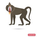 Africa baboon color flat icon