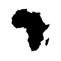 Africa black silhouette. Contour map of continent. Simple flat vector illustration