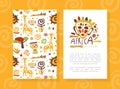 Africa Card Template Original Design with Traditional African Culture Symbols Seamless Pattern and Space for Text Vector