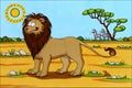 Africa Cartoon - Lion with zebras