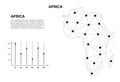 Africa communication network map. Vector image of a low poly global map with city lights. Map in the form of lines and dots