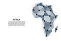 Africa communication network map. Vector image of a low poly global map with city lights. Map in the form of triangles and dots