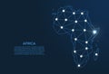 Africa communication network map. Vector low poly image of a global map with lights in the form of cities. Map in the form of a