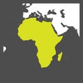 Africa continent green marked in World map