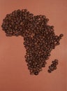 Africa continent map made of coffee beans