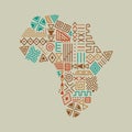 Africa continent map tribal art icon isolated