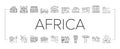 Africa Continent Nation Treasure Icons Set Vector