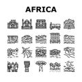 Africa Continent Nation Treasure Icons Set Vector