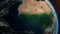 Africa continent of Planet Earth rotation a day from the space. Sunrise at Earth Royalty Free Stock Photo