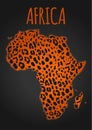 Africa, continent silhouette, leopard print fill.