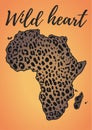 Africa, continent silhouette, leopard print fill.