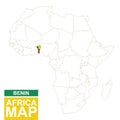 Africa contoured map with highlighted Benin