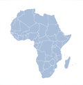 Africa with contours of countries. Vector drawing Royalty Free Stock Photo