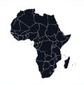 Africa with contours of countries. Vector drawing Royalty Free Stock Photo