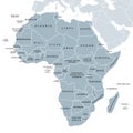 Africa, single countries, gray political map Royalty Free Stock Photo