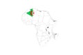 Africa 3d map with borders marked - Algeria area marked with Algeria flag Royalty Free Stock Photo