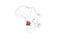 Africa 3d map with borders marked - Angola area marked with Angola flag Royalty Free Stock Photo