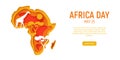 Africa day. Decorative 3d paper cut map of Africa continent with wild animals silhouettes. 3d paper cut eco friendly