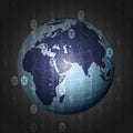 Africa earth globe on binar code background Royalty Free Stock Photo