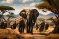 Elephant herd go to the nearest watering hole