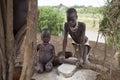 Africa, Ethiopia, omo valley 25.12.2009 unidentified kids from Karo tribe.
