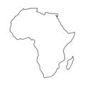 Africa hand drawn map, continent silhouette, stylized contour borders