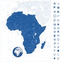 Africa highly detailed map and navigation icons