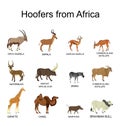 Africa hoofers animals vector illustration isolated on white background. Royalty Free Stock Photo