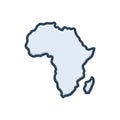 Color illustration icon for Africa, map and outline Royalty Free Stock Photo