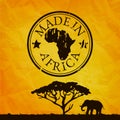 Africa illustration with tree and elephant silhouette