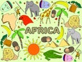 Africa line art vector illustration