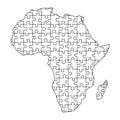 Africa mainland map from black pattern from composed puzzles. Vector illustration