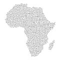 Africa mainland map from black pattern of the maze grid. Vector illustration