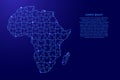 Africa mainland map from blue pattern from composed puzzles and glowing space stars. Vector illustration