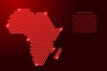 Africa mainland map from 3D red cubes isometric abstract concept, square pattern, angular geometric shape, for banner, poster.