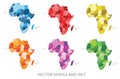 Abstract colorful vector design set of Africa map with states and their respective capitals name and border.