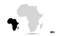 Africa map black, vector eps 10 isolated silhouette dotted