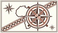 Africa Map and Compass Rose Tribal Corner, Exploration Theme, vector design Generative AI Royalty Free Stock Photo