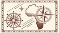 Africa Map and Compass Rose Vector, Global Exploration, vector design Generative AI Royalty Free Stock Photo
