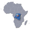Africa map with the Democratic Republic Congo Royalty Free Stock Photo